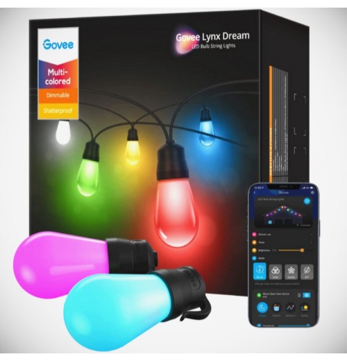 Warm White Wi-Fi & Bluetooth Smart Outdoor String Lights with RGBIC Technology [Energy Class F]